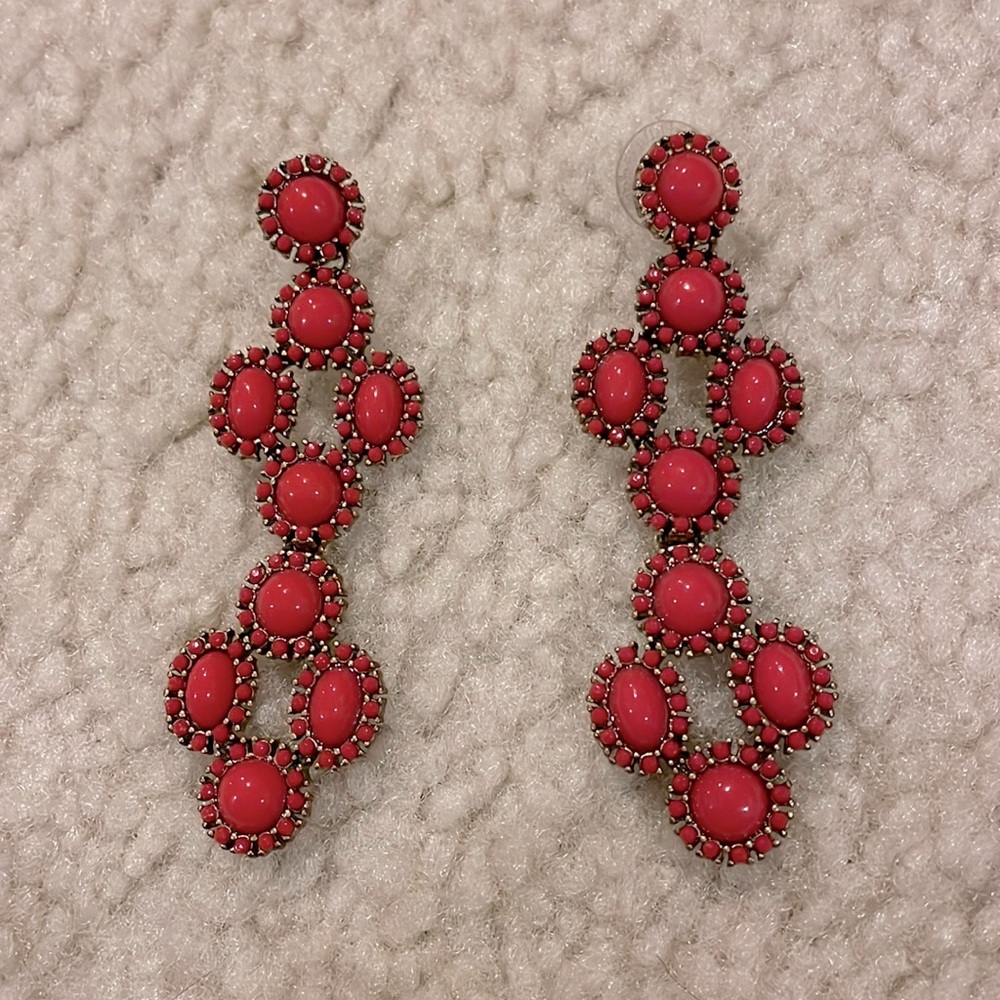 Stella & Dot coral statement earrings